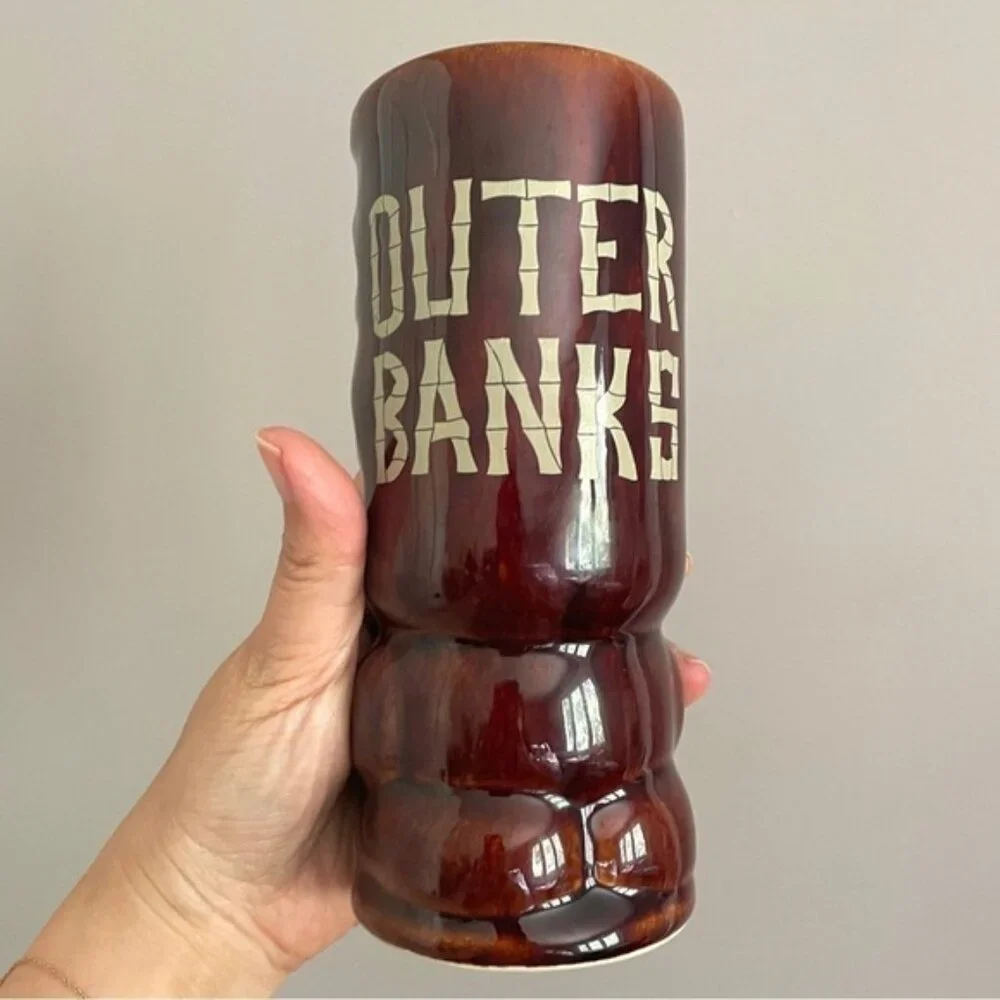 Vintage Brown Glazed Ceramic Cocktail Glass / Vase / Tiki Mug - 6.75
